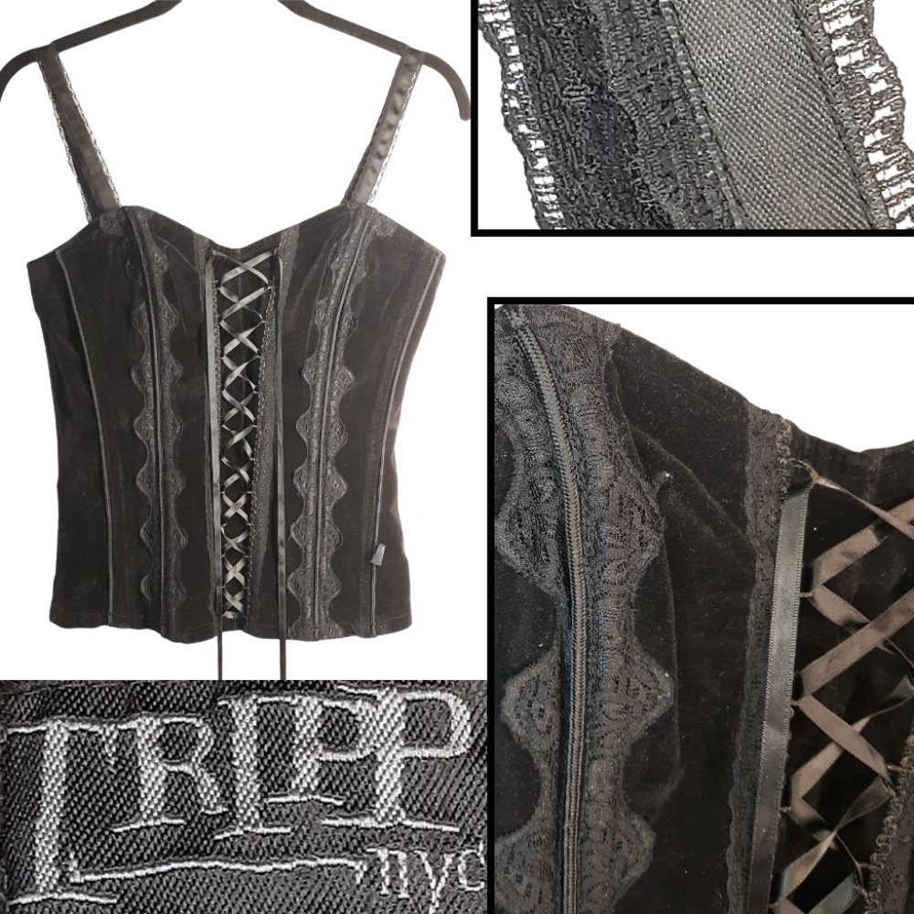Black velvet corset w/zipper closure